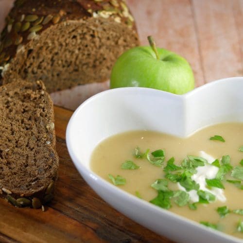 Parsnip apple and horseradish soup