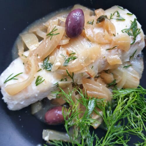 Haddock, fennel, olives and lemon