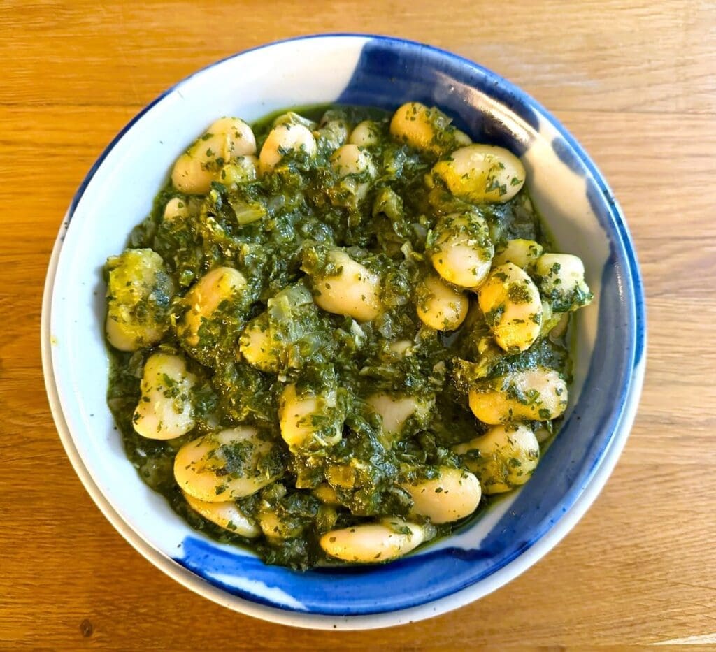 Dinner Butterbeans with salsa verde